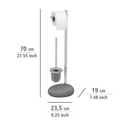 WENKO 19494100 - Cepillo de inodoro PEBBLE STONE 23,5x70 cm cromado brillante/gris/satinado