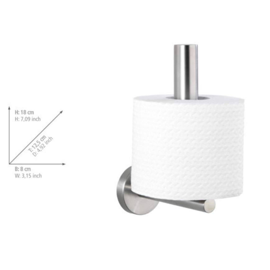 WENKO 19613100 - Soporte para papel higiénico BOSIO MATT 8x18 cm acero inoxidable/plateado