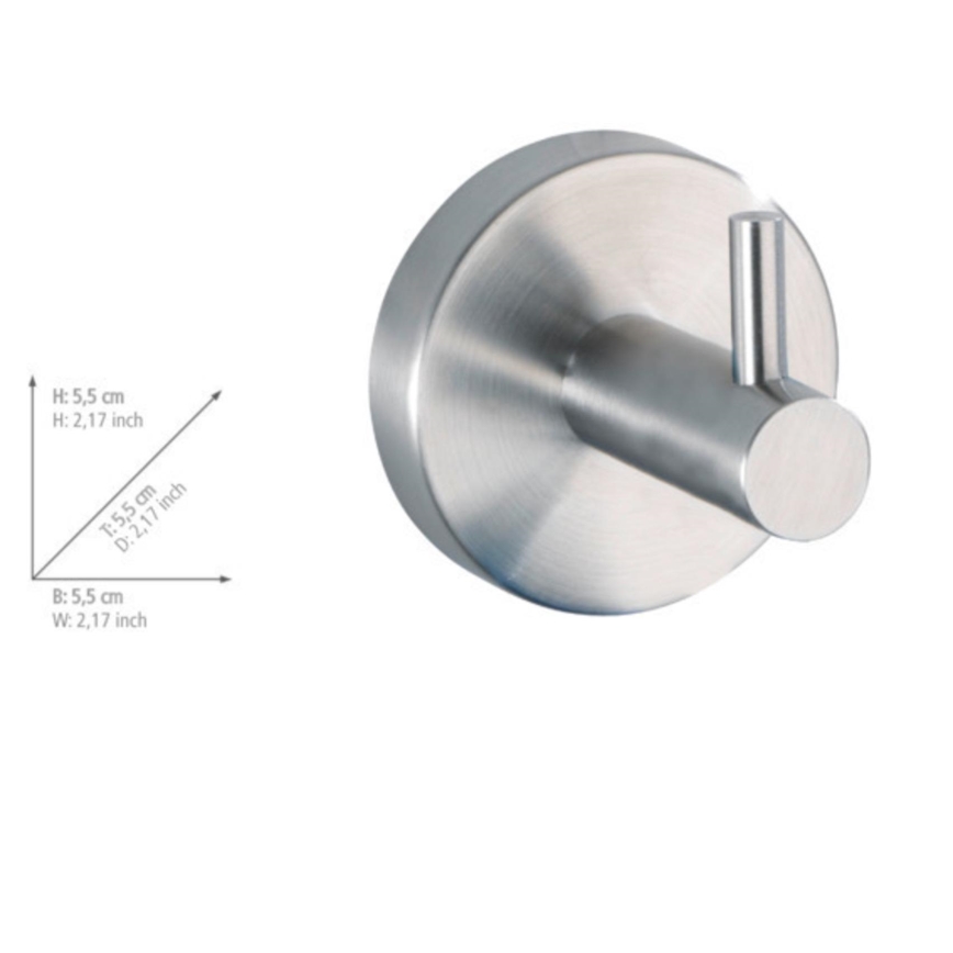 WENKO 19621100 - Gancho BOSIO MATT 5,5x5,5 cm acero inoxidable/plateado