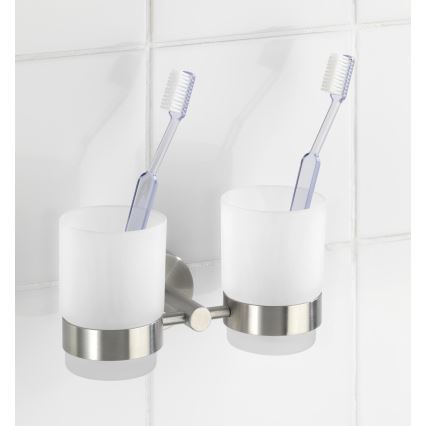 WENKO 19638100 - Soporte para cepillos de dientes BOSIO MATT 17,5x9,5 cm acero inoxidable/plateado