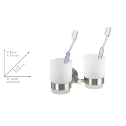 WENKO 19638100 - Soporte para cepillos de dientes BOSIO MATT 17,5x9,5 cm acero inoxidable/plateado