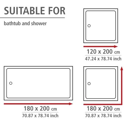 WENKO 20044100 - Cortina de ducha 180x200 cm gris