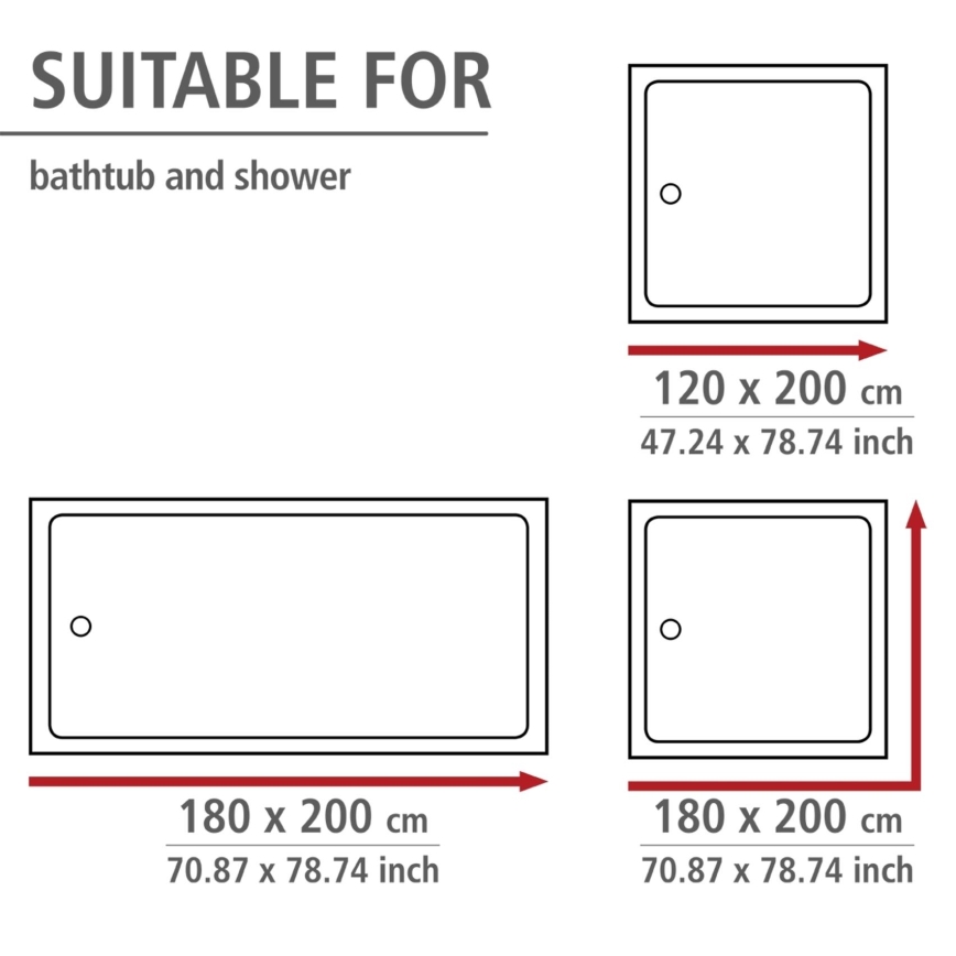 WENKO 20044100 - Cortina de ducha 180x200 cm gris
