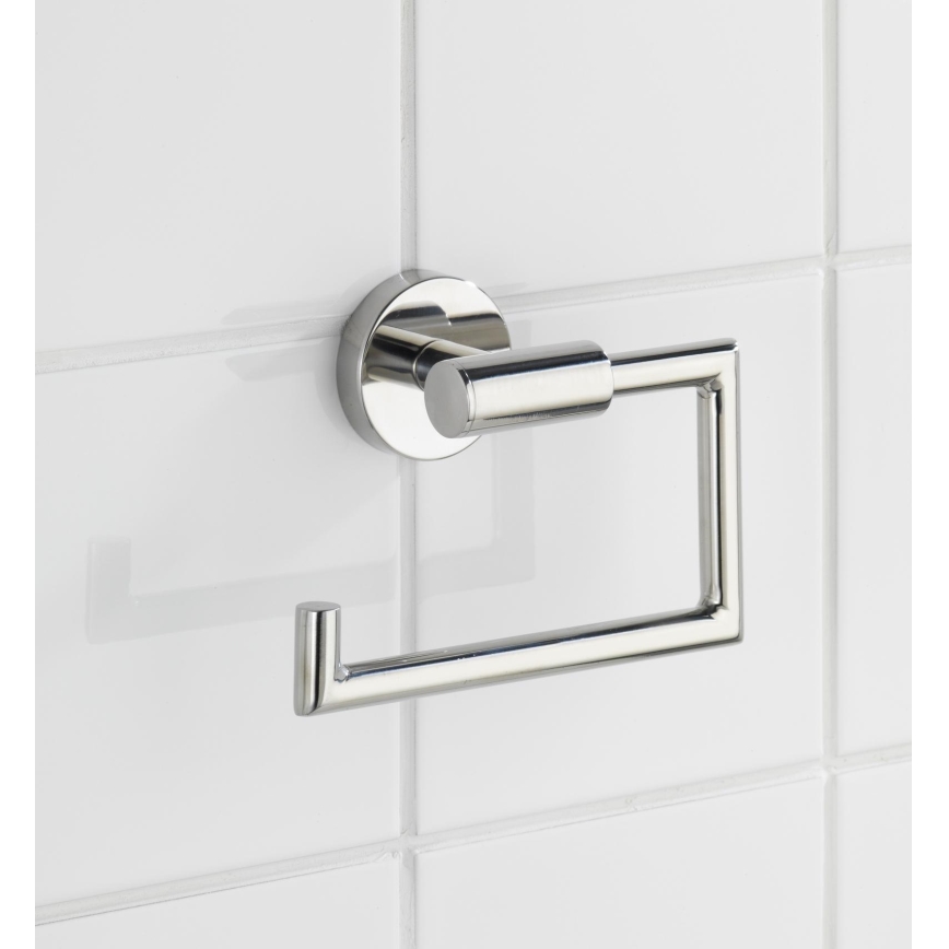 WENKO 20216100 - Soporte para papel higiénico BOSIO SHINE 15x10,5 cm acero inoxidable/plateado