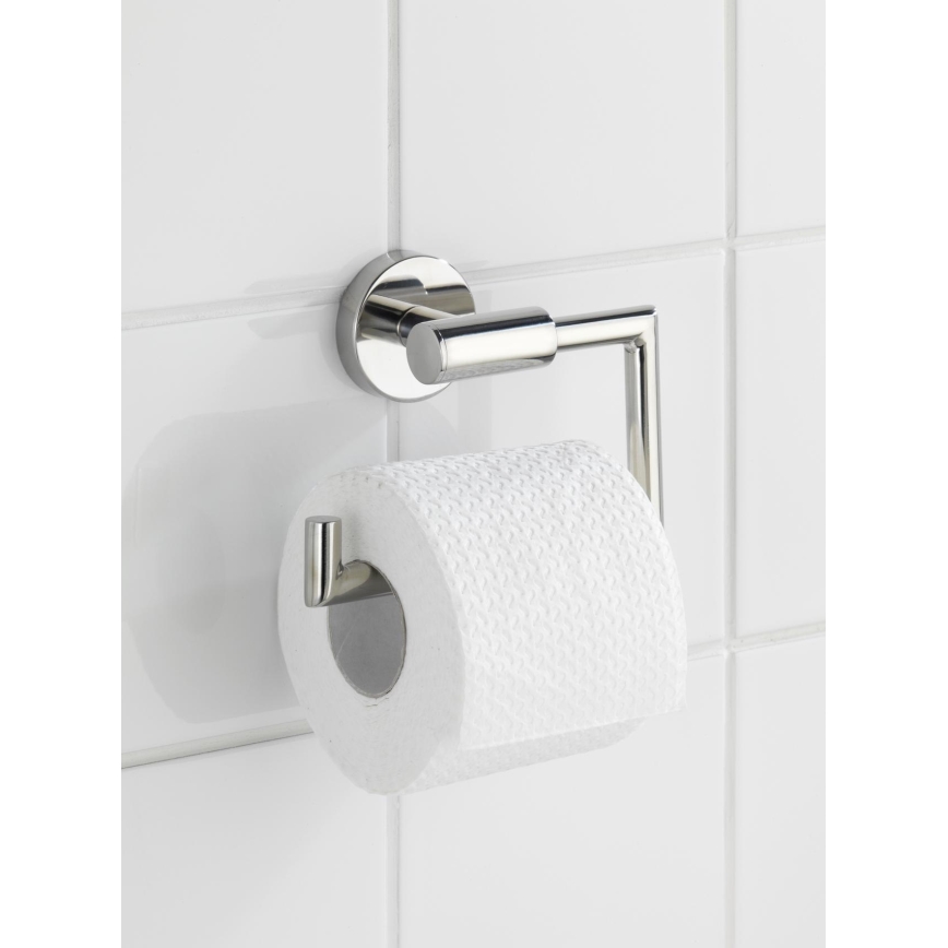 WENKO 20216100 - Soporte para papel higiénico BOSIO SHINE 15x10,5 cm acero inoxidable/plateado