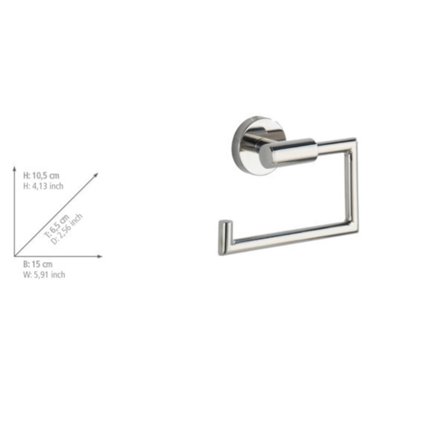 WENKO 20216100 - Soporte para papel higiénico BOSIO SHINE 15x10,5 cm acero inoxidable/plateado