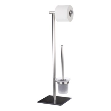 WENKO 20391100 - Cepillo para inodoro LIMA 23,5x69 cm acero inoxidable/satinado/negro