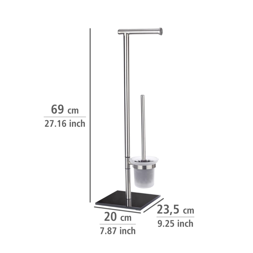 WENKO 20391100 - Cepillo para inodoro LIMA 23,5x69 cm acero inoxidable/satinado/negro