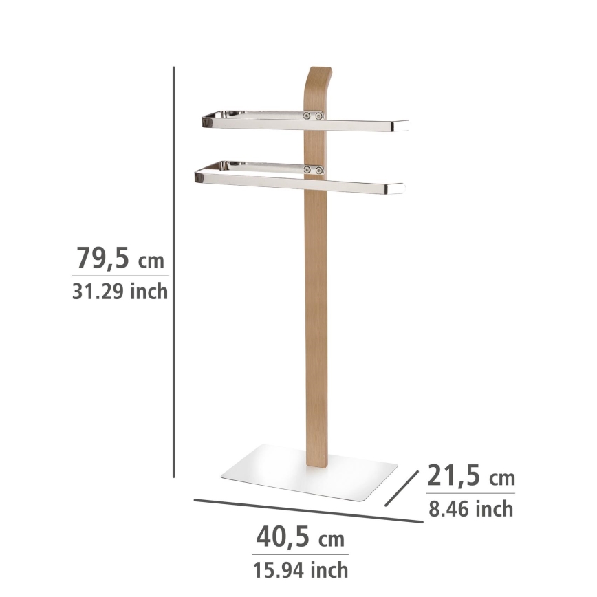 WENKO 20396100 - Soporte para toallas SAMONA 40,5x79,5 cm cromado brillante/marrón