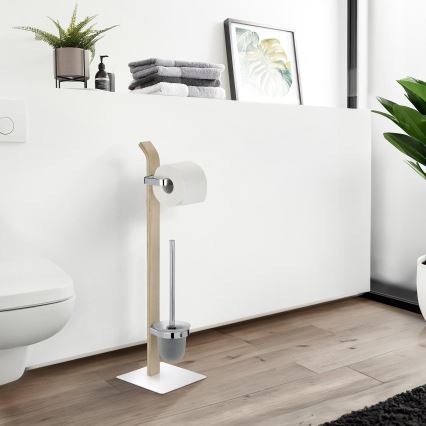 WENKO 20397100 - Cepillo para WC SAMONA 20x71,5 cm cromado/marrón/satinado