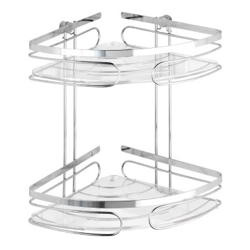 WENKO 20412100 - Estantería de esquina PREMIUM de acero inoxidable, 26,5 x 27,5 cm, acabado plateado
