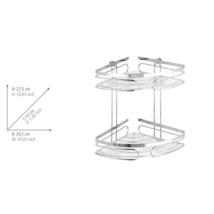 WENKO 20412100 - Estantería de esquina PREMIUM de acero inoxidable, 26,5 x 27,5 cm, acabado plateado