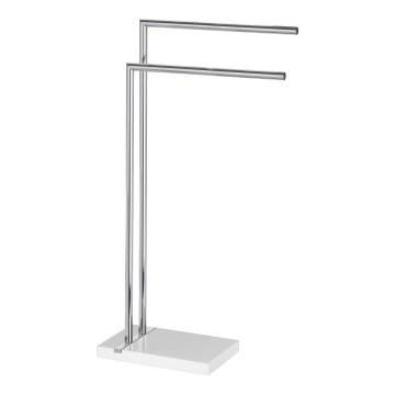 WENKO 20487100 - Toallero de pie NOBLE 45,5x82 cm cromo brillante/blanco