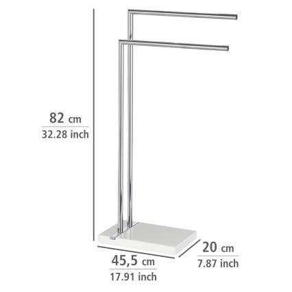WENKO 20487100 - Toallero de pie NOBLE 45,5x82 cm cromo brillante/blanco