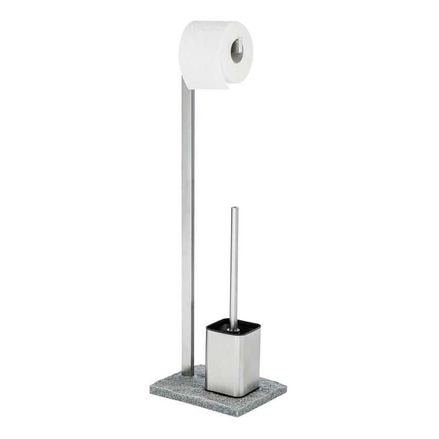 WENKO 20604100 - Cepillo para WC GRANIT 23x73,5 cm acero inoxidable/satinado/gris