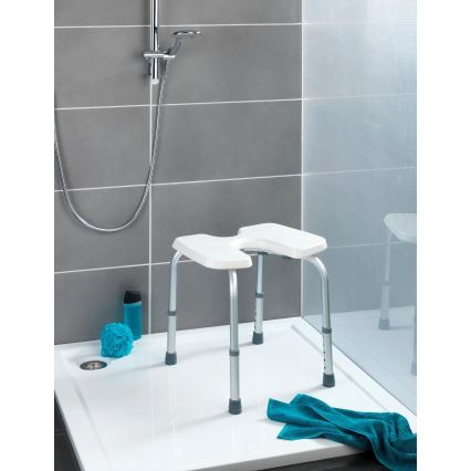 WENKO 206051100-Taburete SECURA 46x53,5 cm blanco/plateado