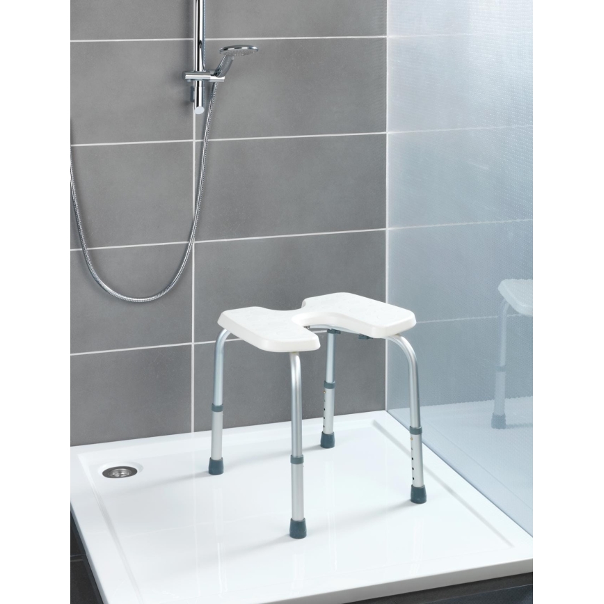 WENKO 206051100-Taburete SECURA 46x53,5 cm blanco/plateado