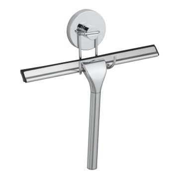 WENKO 20877100 - Rasqueta VACUUM-LOC RUND STAH 24,5x25 cm, acero inoxidable / cromo brillante / plateada