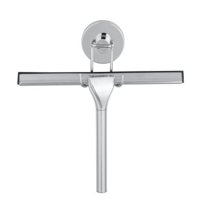 WENKO 20877100 - Rasqueta VACUUM-LOC RUND STAH 24,5x25 cm, acero inoxidable / cromo brillante / plateada