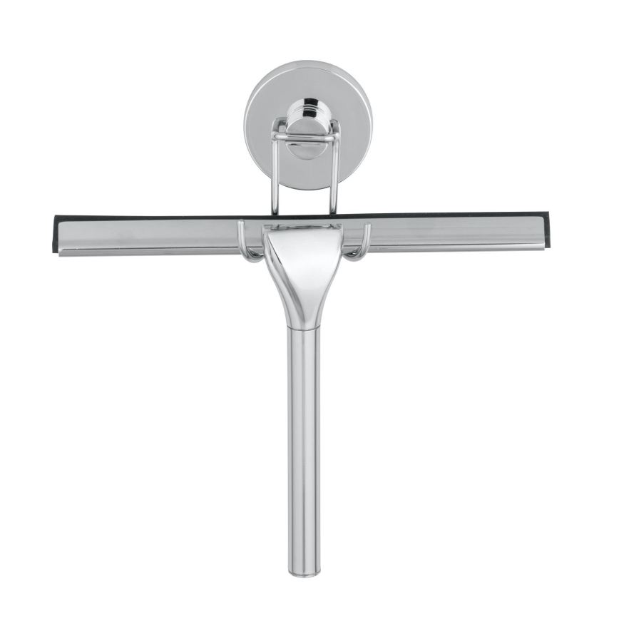 WENKO 20877100 - Rasqueta VACUUM-LOC RUND STAH 24,5x25 cm, acero inoxidable / cromo brillante / plateada