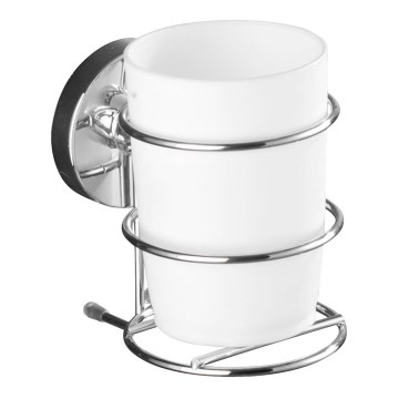 WENKO 20880100-Vaso VACUUM-LOC MILAZZO 7,5x11,5 cm brillo cromo/blanco