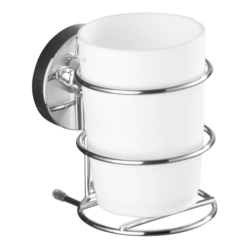 WENKO 20880100-Vaso VACUUM-LOC MILAZZO 7,5x11,5 cm brillo cromo/blanco