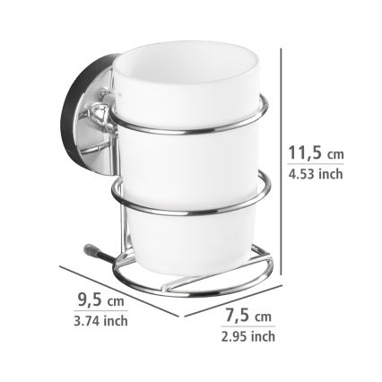WENKO 20880100-Vaso VACUUM-LOC MILAZZO 7,5x11,5 cm brillo cromo/blanco