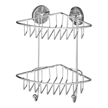WENKO 20888100-Estantería de esquina VACUUM-LOC RUND STAH 22,5x29,5 cm cromo brillante