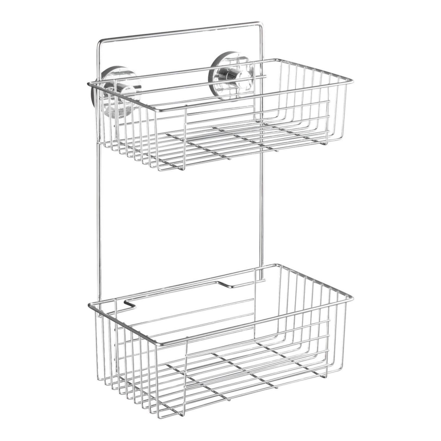 WENKO 20889100 - Estante VACUUM-LOC redondo de acero 26 x 38 cm, cromado brillante