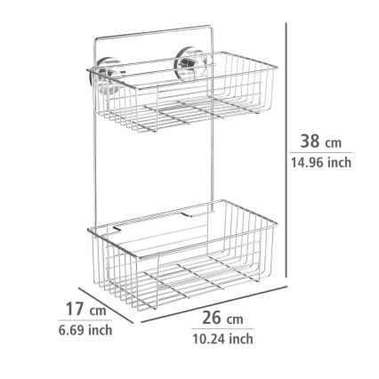 WENKO 20889100 - Estante VACUUM-LOC redondo de acero 26 x 38 cm, cromado brillante