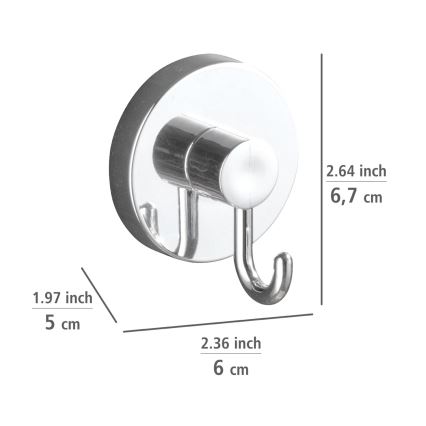 WENKO 20900100-Gancho VACUUM-LOC redondo de acero 6x6,7 cm cromado brillante