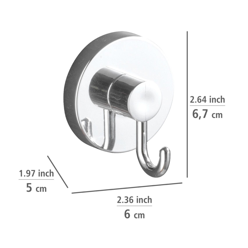 WENKO 20900100-Gancho VACUUM-LOC redondo de acero 6x6,7 cm cromado brillante