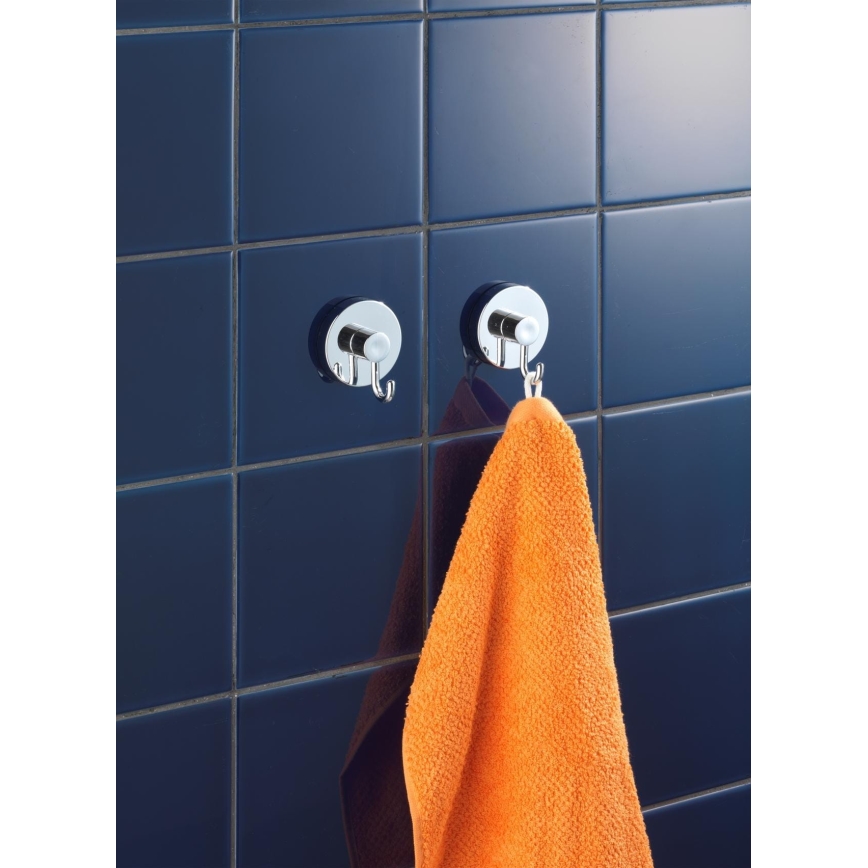 WENKO 20900100-Gancho VACUUM-LOC redondo de acero 6x6,7 cm cromado brillante