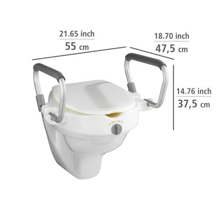 WENKO 20924100-Asiento de inodoro SECURA 55x47,5 cm blanco/plata