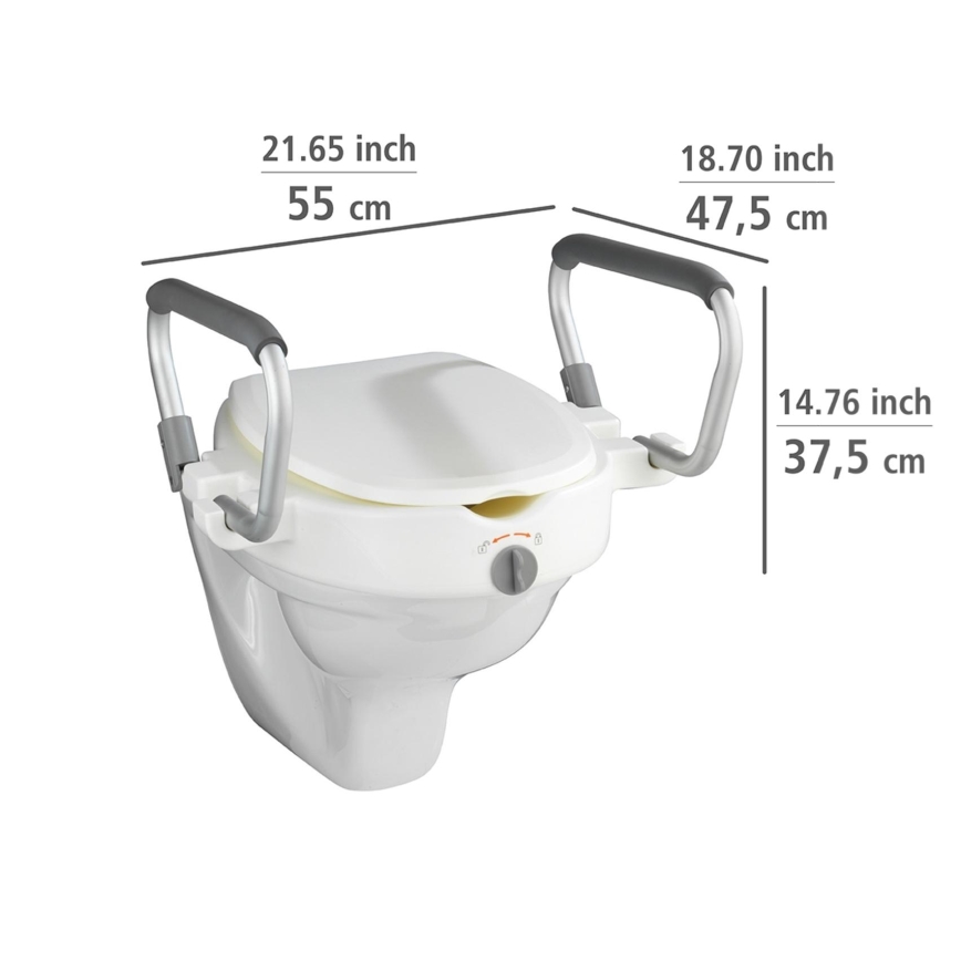 WENKO 20924100-Asiento de inodoro SECURA 55x47,5 cm blanco/plata