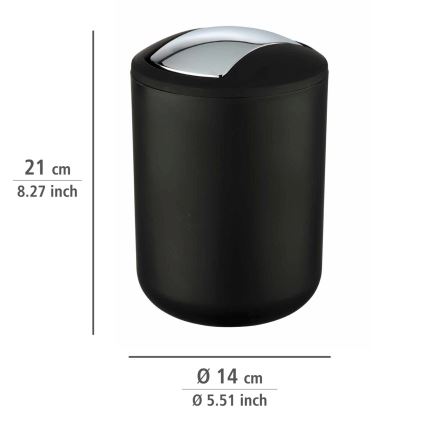 WENKO 21211100 - Papelera BRASIL 14x21 cm negro/cromo brillante