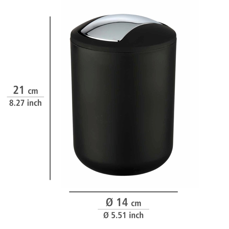 WENKO 21211100 - Papelera BRASIL 14x21 cm negro/cromo brillante