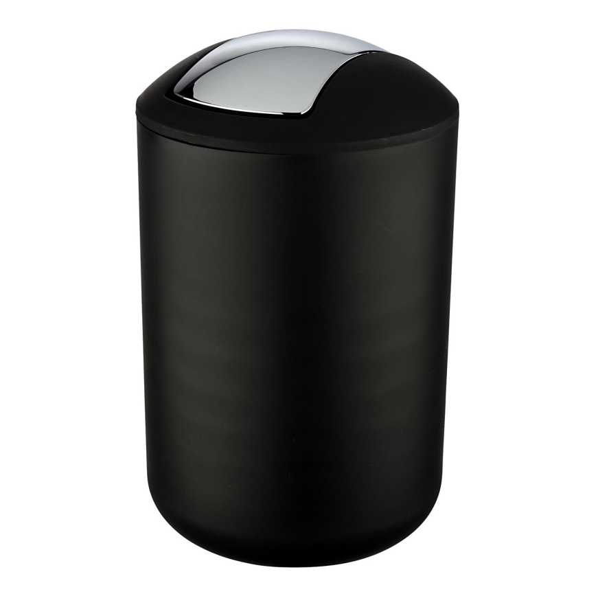 WENKO 21212100 - Papelera BRASIL 19,5x31 cm negro/cromo brillante