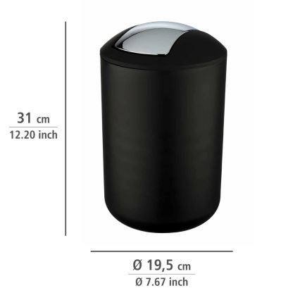 WENKO 21212100 - Papelera BRASIL 19,5x31 cm negro/cromo brillante