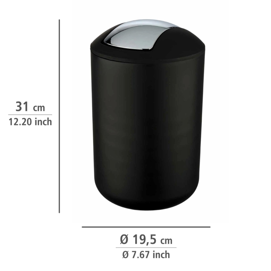 WENKO 21212100 - Papelera BRASIL 19,5x31 cm negro/cromo brillante