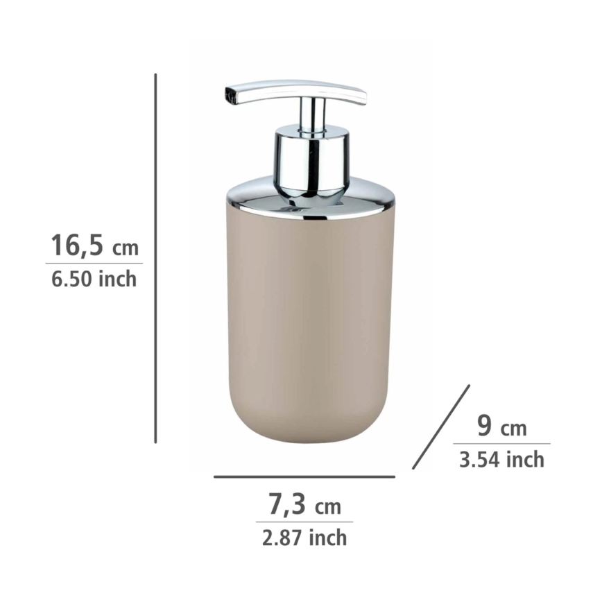 WENKO 21219100 - Dispensador de jabón BRASIL 7,3x16,5 cm beige/cromado brillante