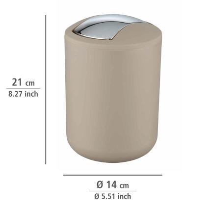 WENKO 21221100 - Papelera BRASIL 14x21 cm beige/cromo brillante