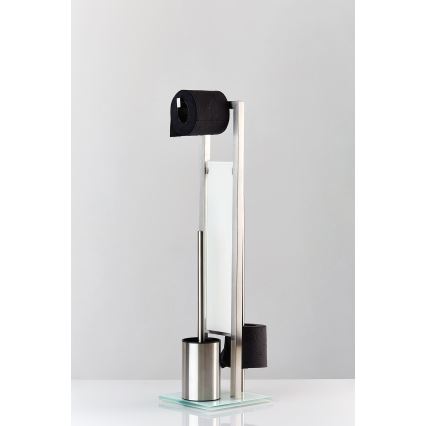 WENKO 21564100 - Cepillo de inodoro RIVALTA 18x70 cm en acero inoxidable, plateado/blanco/negro
