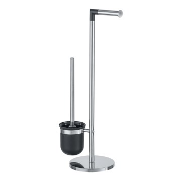 WENKO 21836800 - Cepillo para inodoro PARUS 25,5x57 cm acero inoxidable/plateado/negro