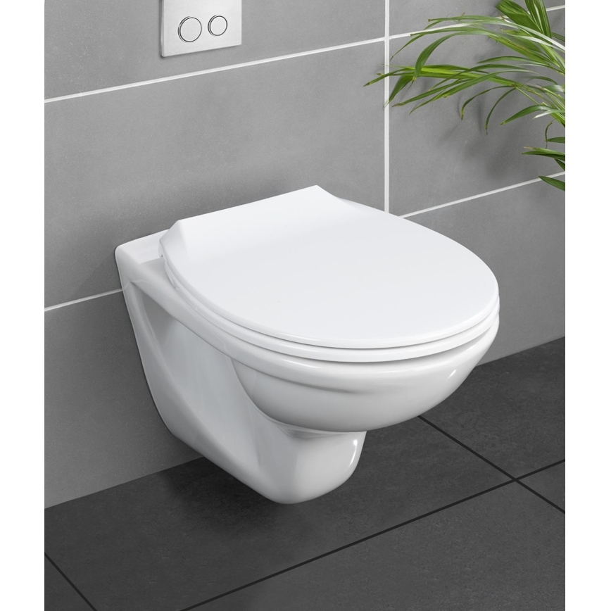 WENKO 21901100-WC Asiento de inodoro KOS 44x37 cm blanco/plateado