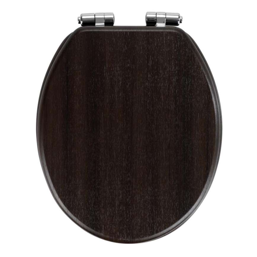 WENKO 22015100-WC Asiento de inodoro WENGE 35,5x42,5 cm marrón/plateado
