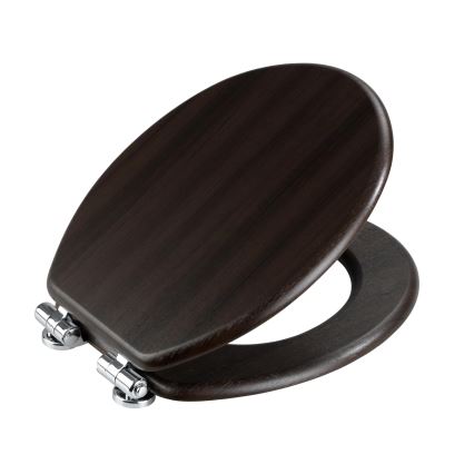 WENKO 22015100-WC Asiento de inodoro WENGE 35,5x42,5 cm marrón/plateado