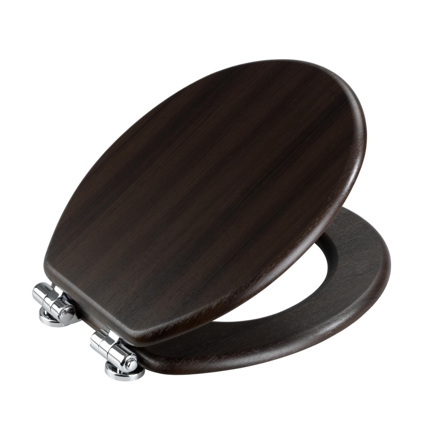 WENKO 22015100-WC Asiento de inodoro WENGE 35,5x42,5 cm marrón/plateado