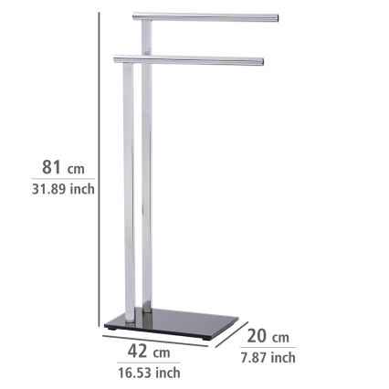 WENKO 22090100 - Toallero de pie LAVA 42x81 cm acero inoxidable/plateado/negro
