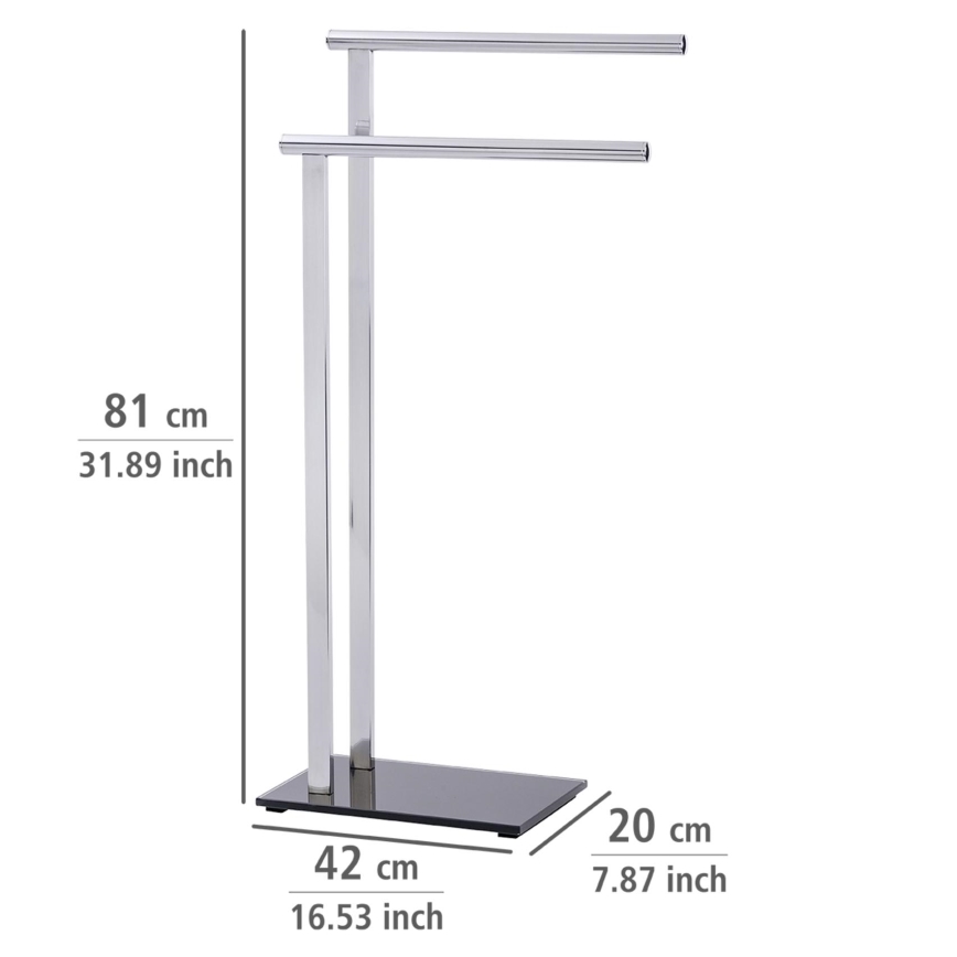 WENKO 22090100 - Toallero de pie LAVA 42x81 cm acero inoxidable/plateado/negro